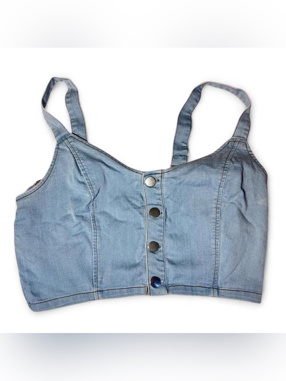 Denim Blue Tank-Style Crop Top